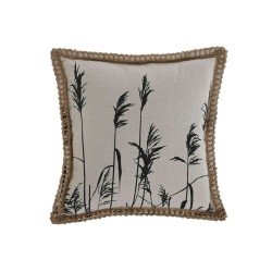 Cushion Home ESPRIT Black Beige Fringe Boho 45 x 45 cm