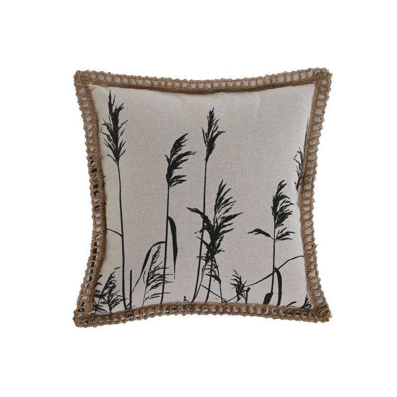 Cushion Home ESPRIT Black Beige Fringe Boho 45 x 45 cm