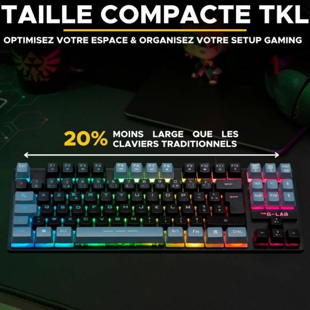 Clavier The G-Lab KEYZ CAESIUM Noir Gris Azerty Français