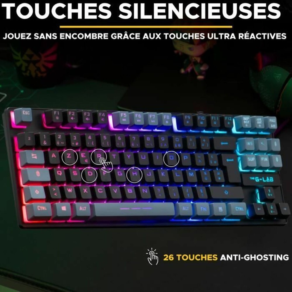 Clavier The G-Lab KEYZ CAESIUM Noir Gris Azerty Français