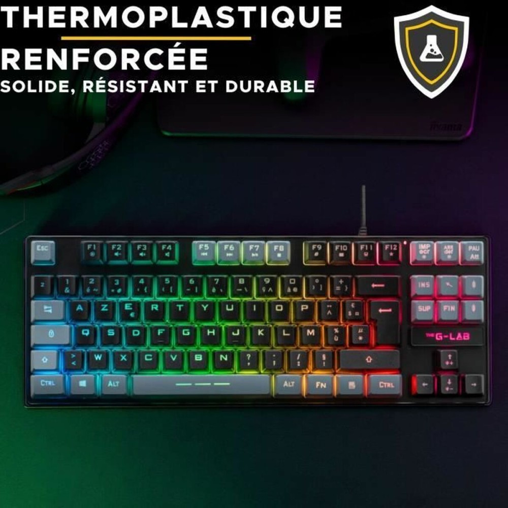 Clavier The G-Lab KEYZ CAESIUM Noir Gris Azerty Français
