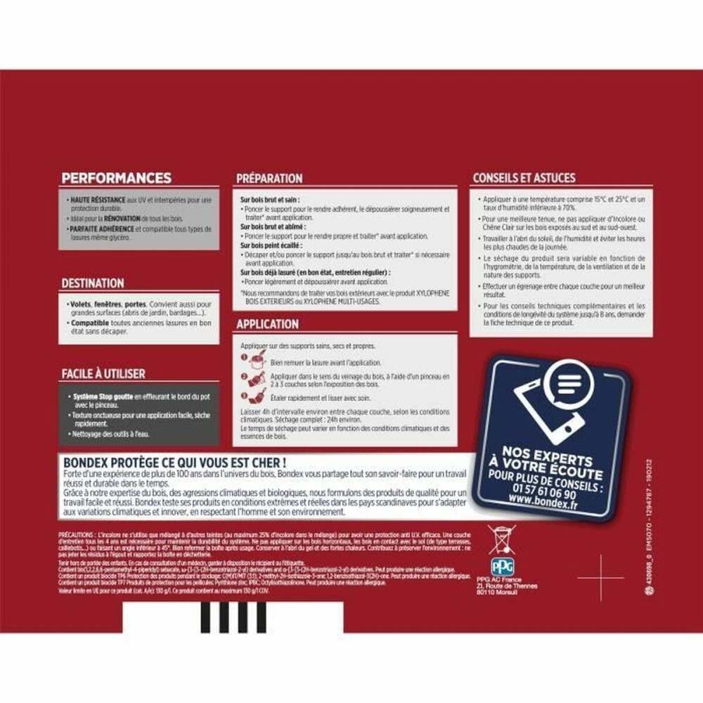 Peinture d'Apprêt Bondex Marron Satiné 2,5 L