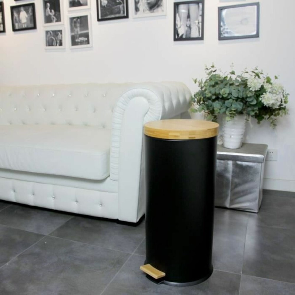 Rubbish Bin Kitchen Move Black Matte back 30 L