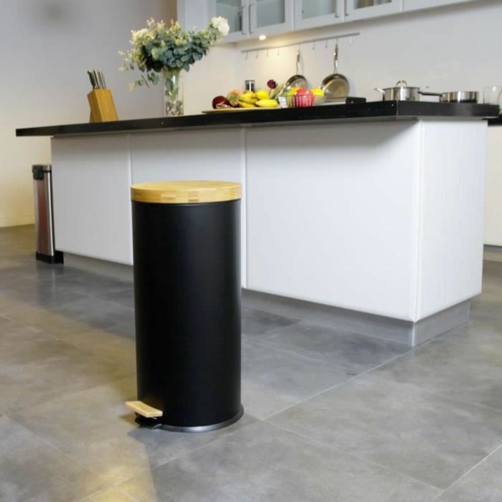 Rubbish Bin Kitchen Move Black Matte back 30 L