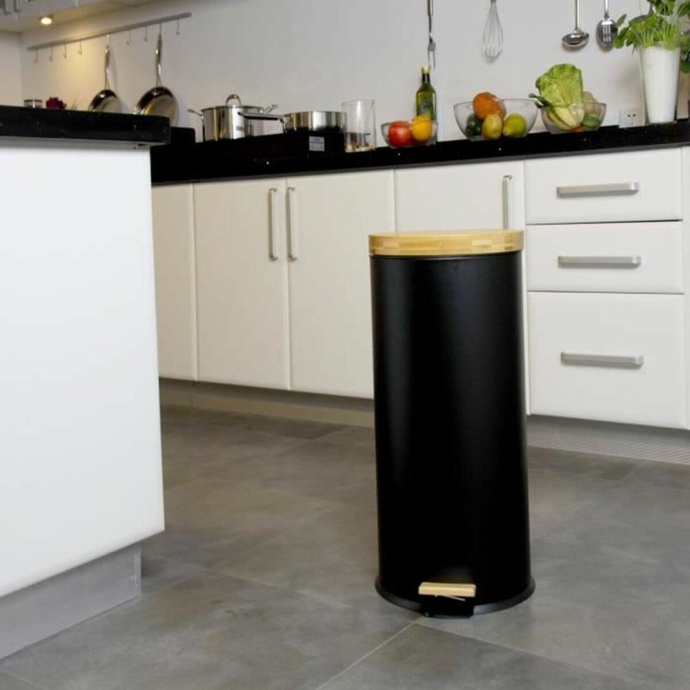 Rubbish Bin Kitchen Move Black Matte back 30 L