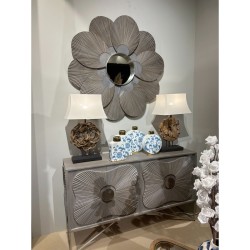 Miroir mural Romimex Noir Bois Fleur 122 x 122 x 7 cm