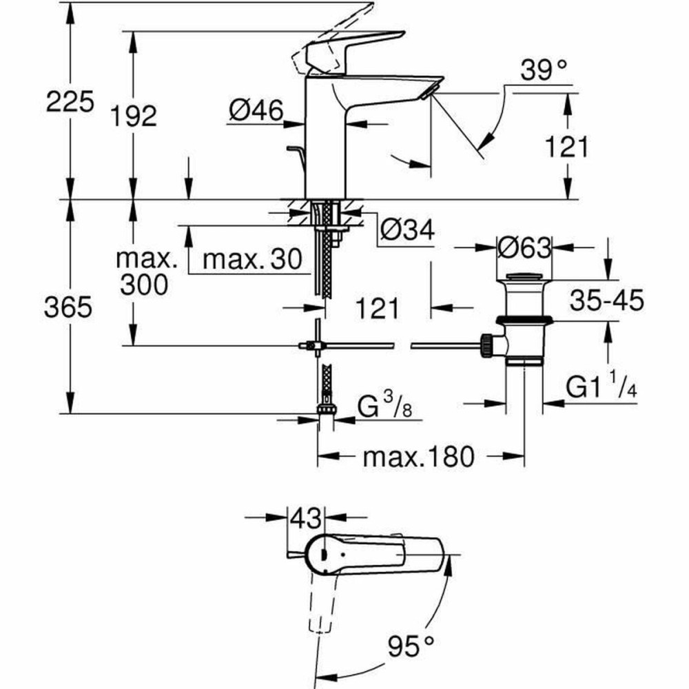 Mischbatterie Grohe Start EHM Metall