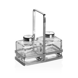 Salière et Poivrière Versa Argenté Métal Verre