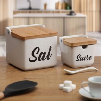 Salt Shaker with Lid Versa Sal White Ceramic 12,2 x 11,5 x 12,2 cm