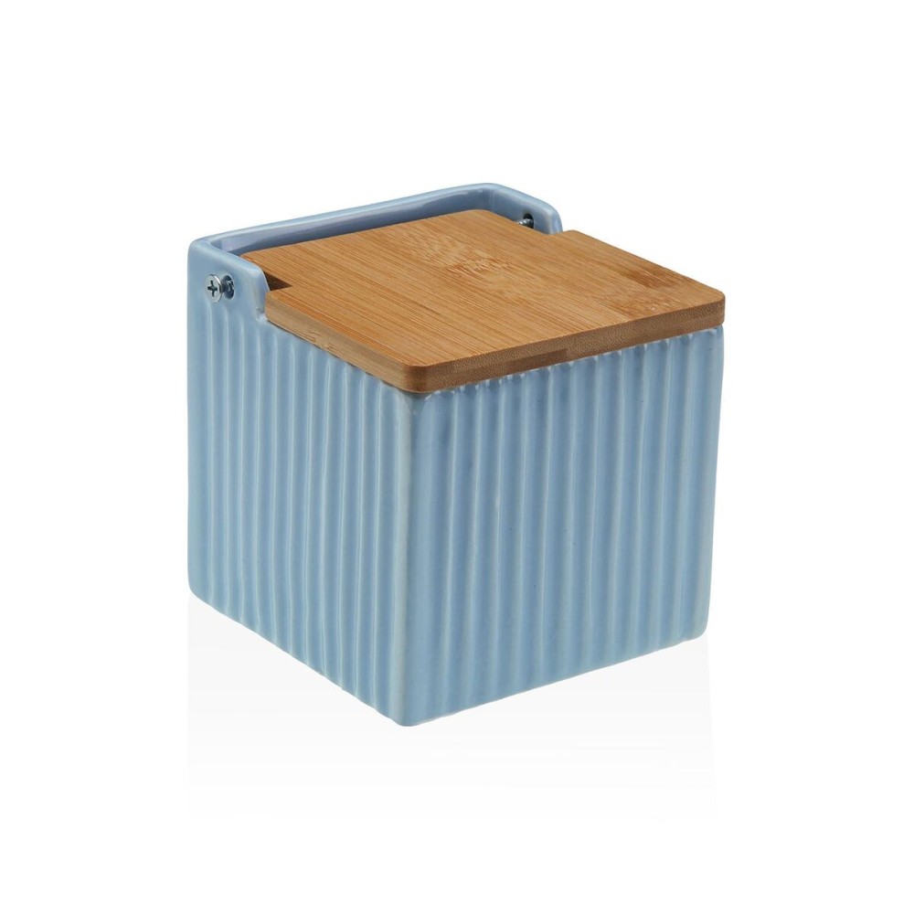 Salzstreuer mit Deckel Versa Blau aus Keramik Bambus Dolomite 11 x 11 x 11 cm