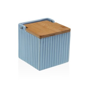 Salzstreuer mit Deckel Versa Blau aus Keramik Bambus Dolomite 11 x 11 x 11 cm