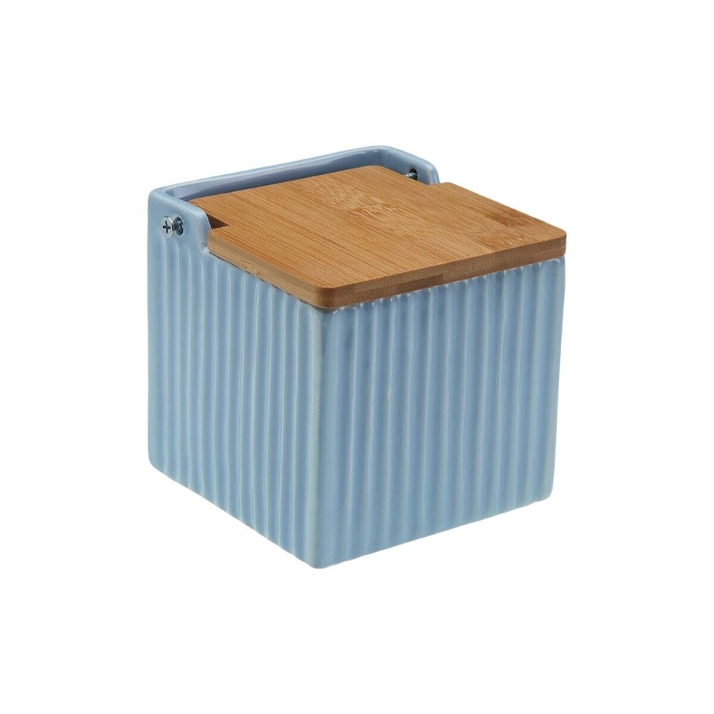 Salzstreuer mit Deckel Versa Blau aus Keramik Bambus Dolomite 11 x 11 x 11 cm