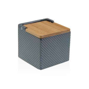 Salzstreuer mit Deckel Versa Grau aus Keramik Bambus Dolomite 11 x 11 x 11 cm