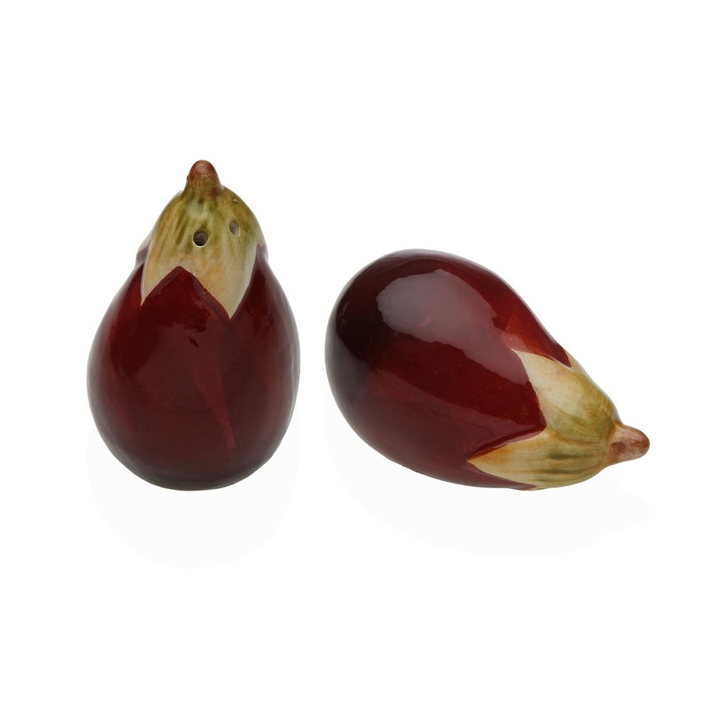 Salz- und Pfefferstreuer Versa aus Keramik Dolomite Aubergine 8,5 X 5,3 X 5,1 CM