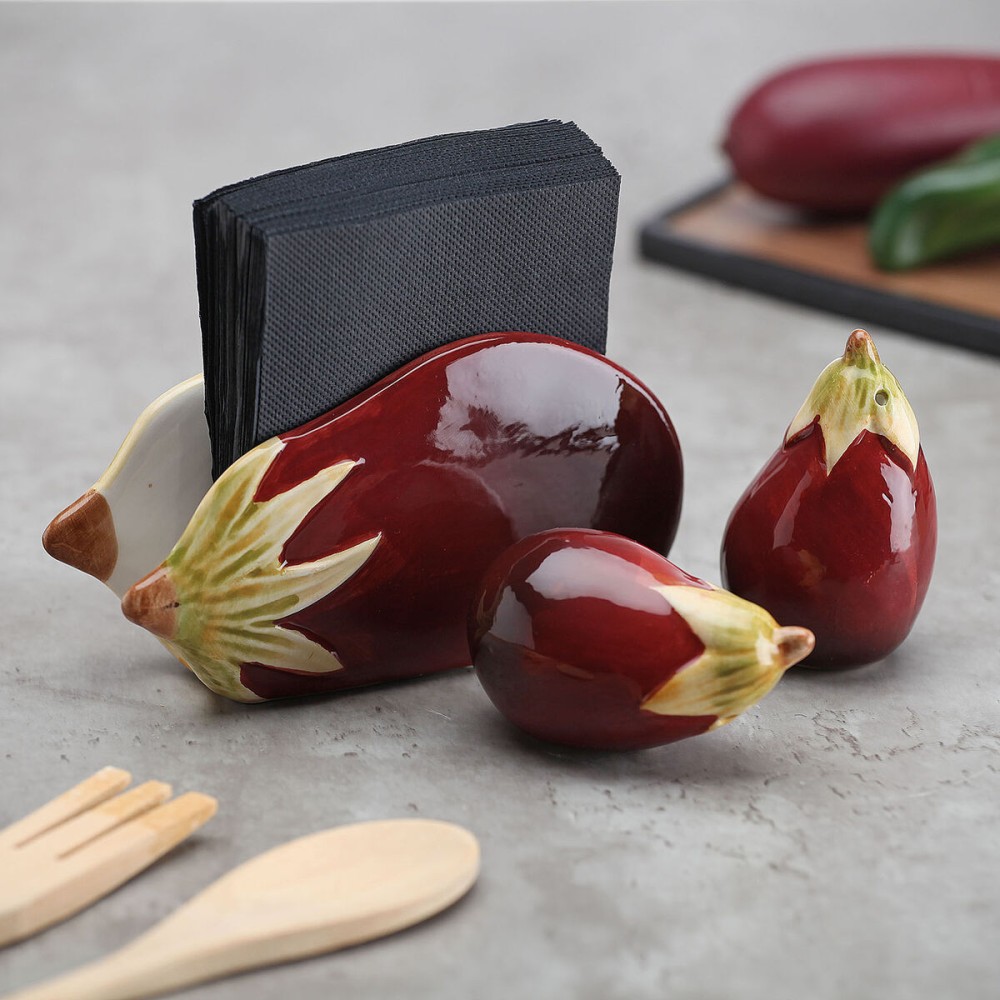 Salz- und Pfefferstreuer Versa aus Keramik Dolomite Aubergine 8,5 X 5,3 X 5,1 CM