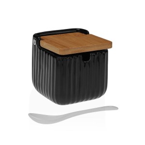Sugar Bowl Versa Black Ceramic Bamboo Dolomite 8,3 x 8,3 x 8,3 cm