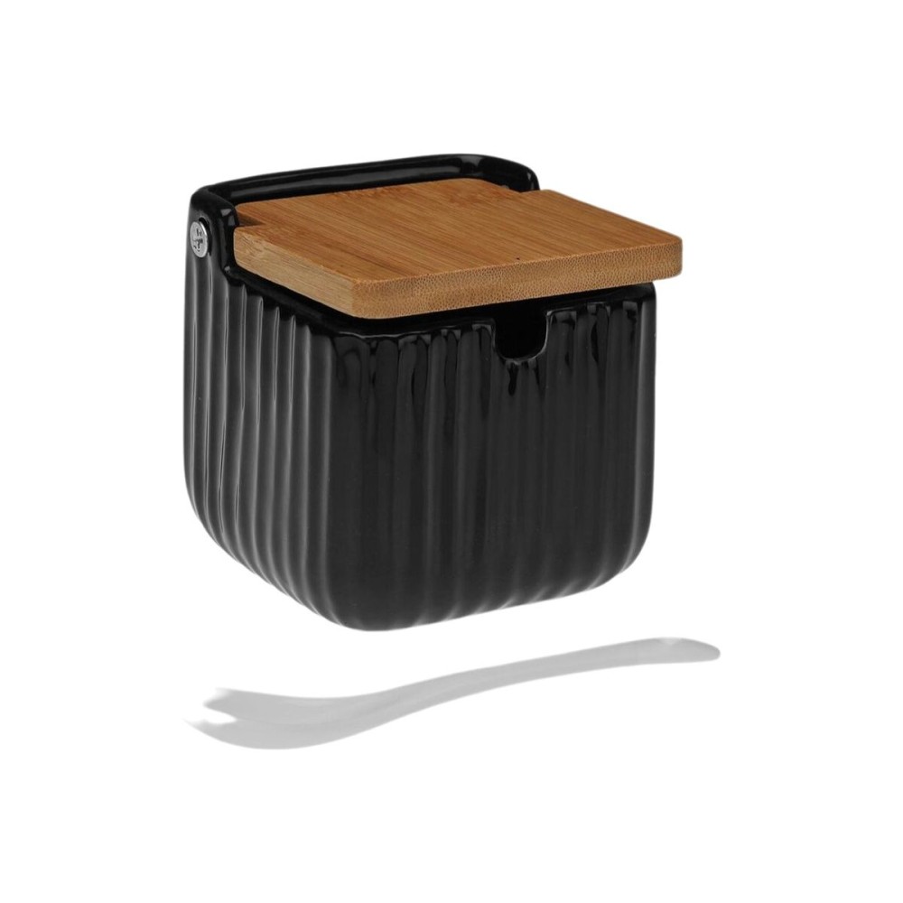 Sugar Bowl Versa Black Ceramic Bamboo Dolomite 8,3 x 8,3 x 8,3 cm