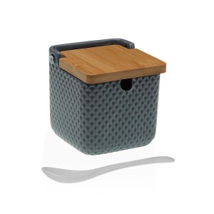 Sugar Bowl Versa Grey Ceramic Bamboo Dolomite 8,3 x 8,3 x 8,3 cm
