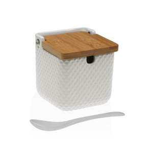 Sugar Bowl Versa White Ceramic Bamboo Dolomite 8,3 x 8,3 x 8,3 cm