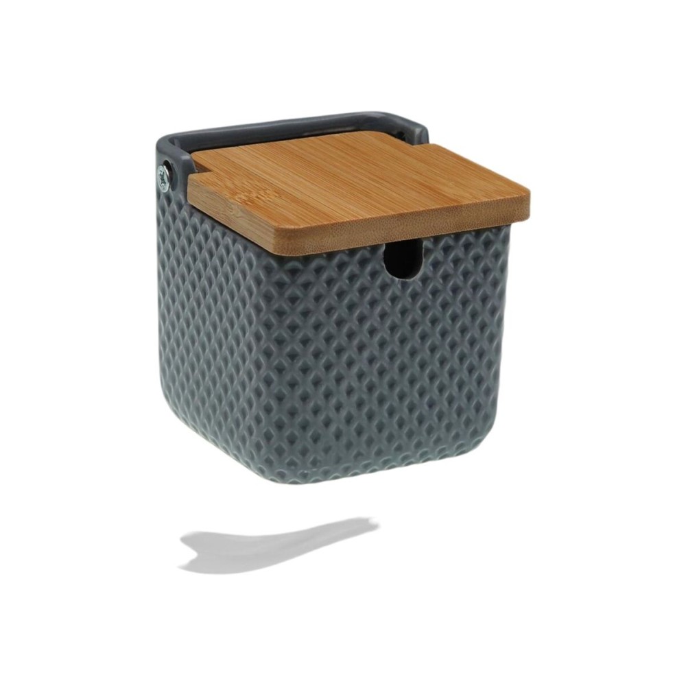 Sugar Bowl Versa Grey Ceramic Bamboo Dolomite 8,3 x 8,3 x 8,3 cm