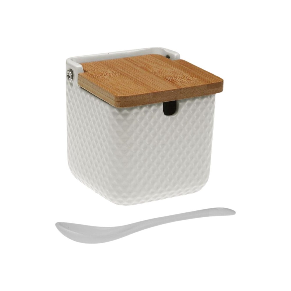 Sugar Bowl Versa White Ceramic Bamboo Dolomite 8,3 x 8,3 x 8,3 cm