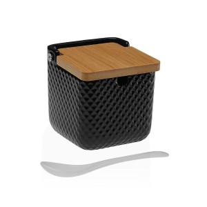 Sugar Bowl Versa Black Ceramic Bamboo Dolomite 8,3 x 8,3 x 8,3 cm