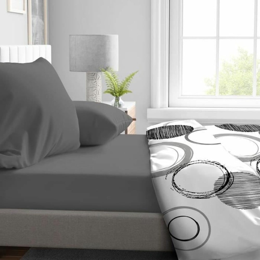 Drap housse HOME LINGE PASSION HP71766 Gris Anthracite 140 x 190 + 30 cm
