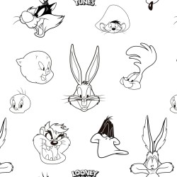 Bettdeckenbezug Looney Tunes Looney B&W Weiß black 175 Fäden 260 x 240 cm