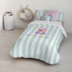 Housse de Couette Peppa Pig Bear Hugs Multicouleur 175 Fils 140 x 200 cm