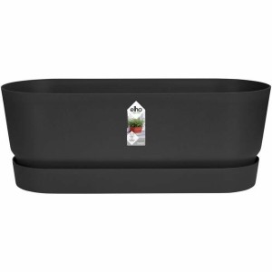 Planter Elho Black 50 cm Plastic Oval