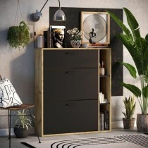 Shoe Rack Leona Brown Oak Melamin 90 x 25 x 102 cm