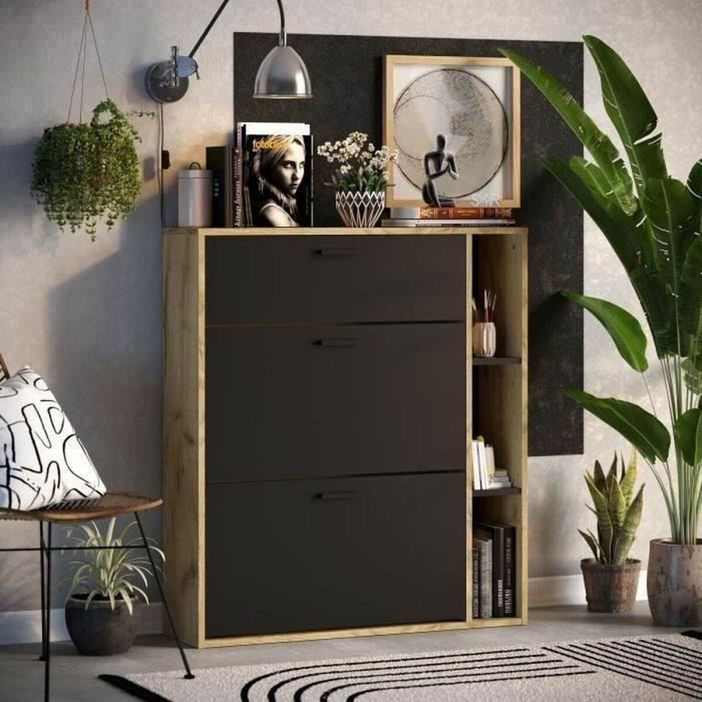 Shoe Rack Leona Brown Oak Melamin 90 x 25 x 102 cm