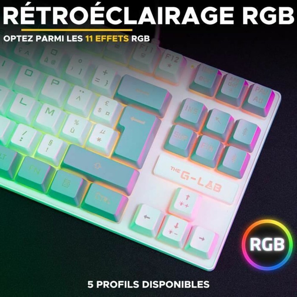 Clavier The G-Lab KEYZ CAESIUM Gris Azerty Français