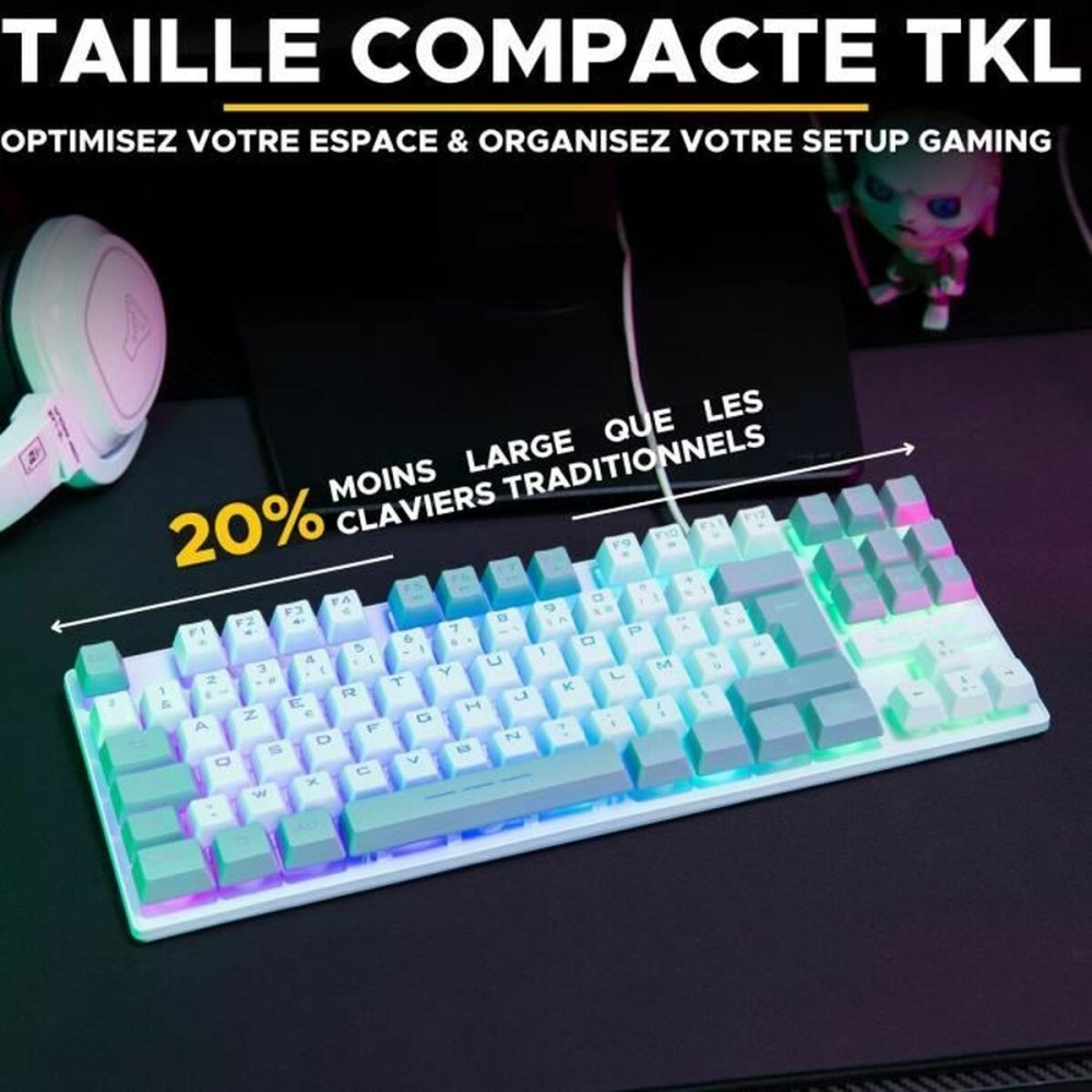 Clavier The G-Lab KEYZ CAESIUM Gris Azerty Français