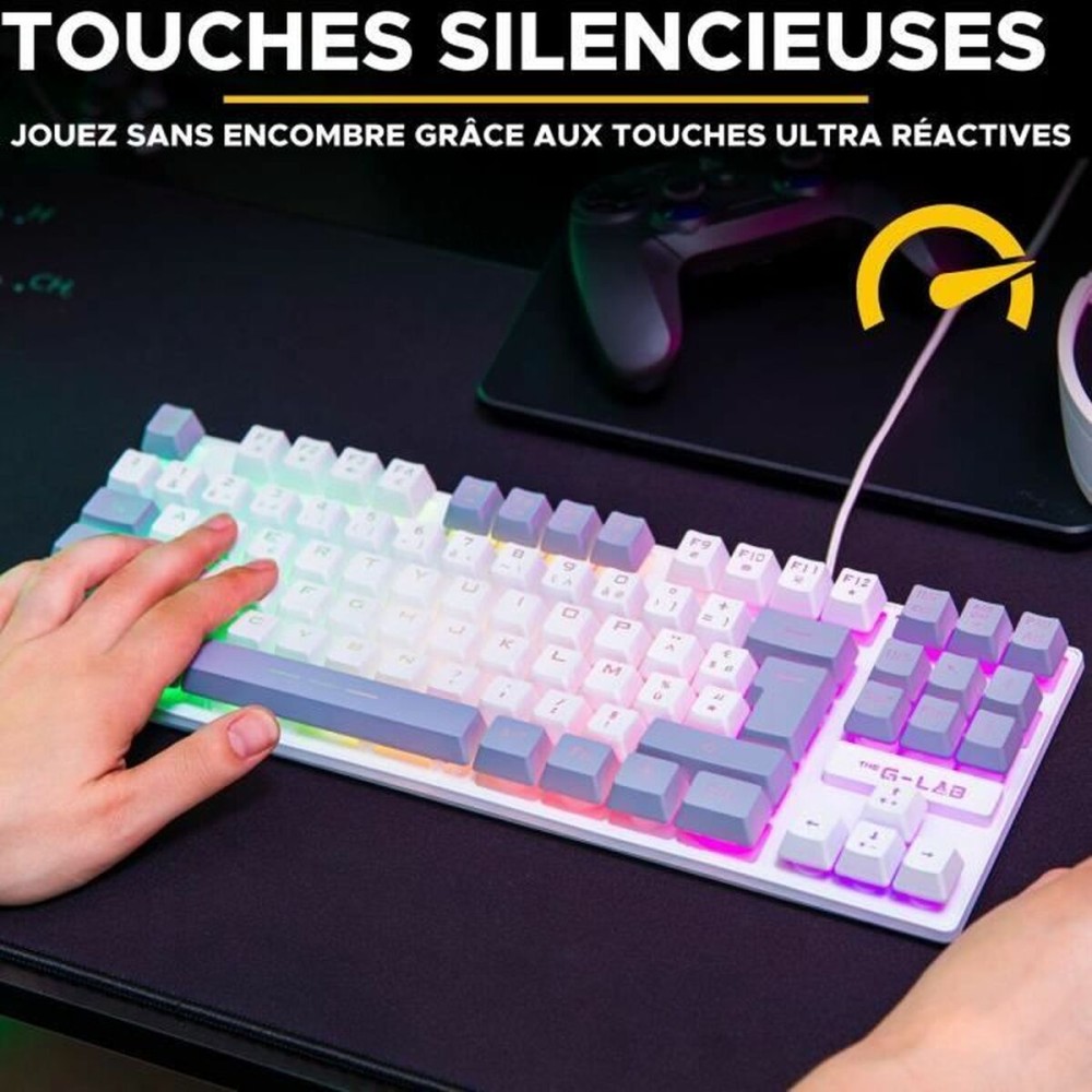 Clavier The G-Lab KEYZ CAESIUM Gris Azerty Français