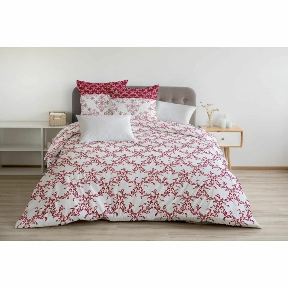 Bettbezug-Set HOME LINGE PASSION Weiß Burgunderrot 240 x 260 cm