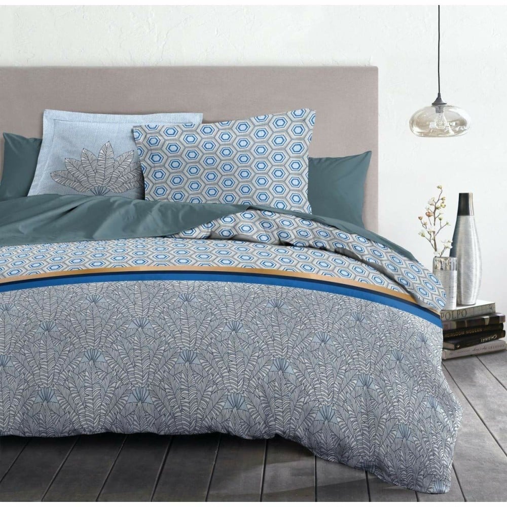 Parure de couette HOME LINGE PASSION Bleu Blanc Lit double 240 x 260 cm