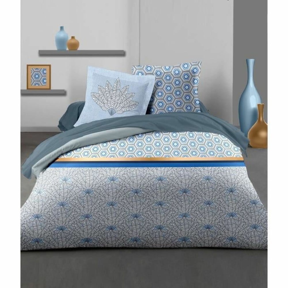 Bettbezug-Set HOME LINGE PASSION Blau Weiß Doppelbett 240 x 260 cm