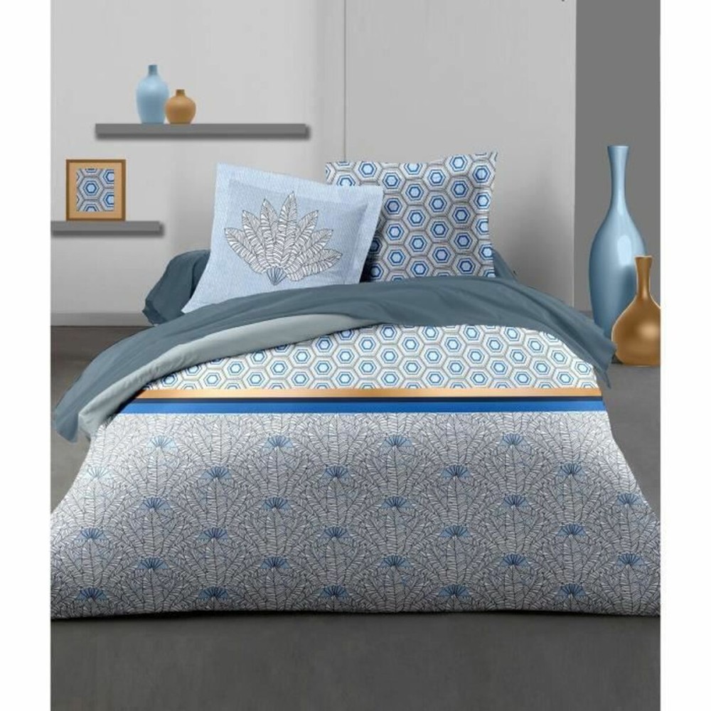 Parure de couette HOME LINGE PASSION Bleu Blanc Lit double 240 x 260 cm