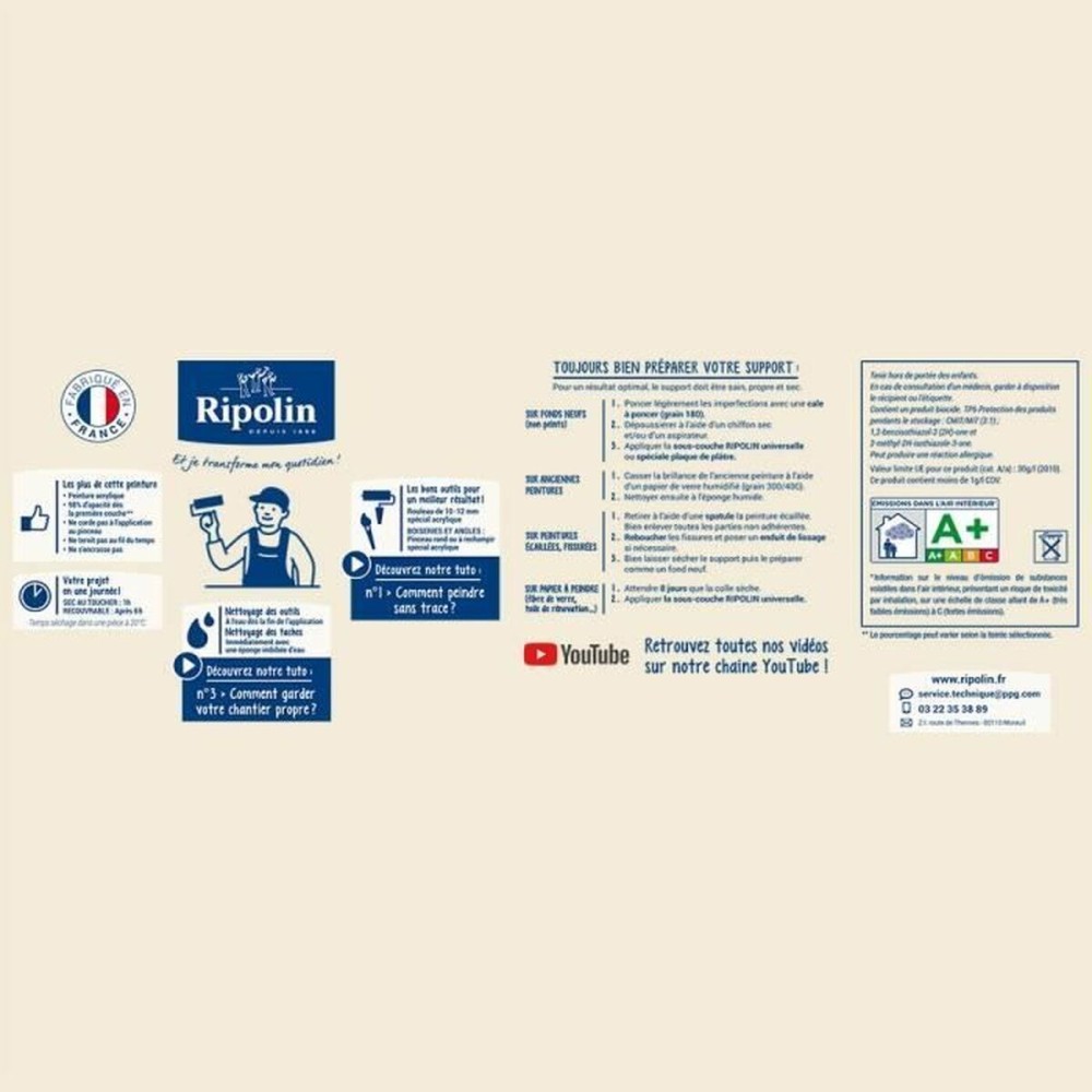 Peinture d'Apprêt Ripolin Gris Satiné 2,5 L