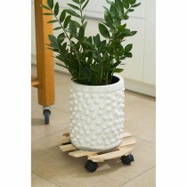 Support à roulettes pour pots de fleurs Nature Naturel Bois d'épicéa