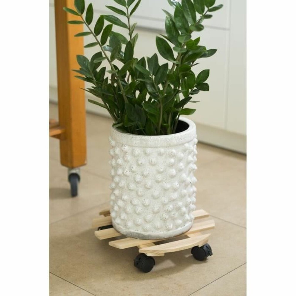 Support à roulettes pour pots de fleurs Nature Naturel Bois d'épicéa