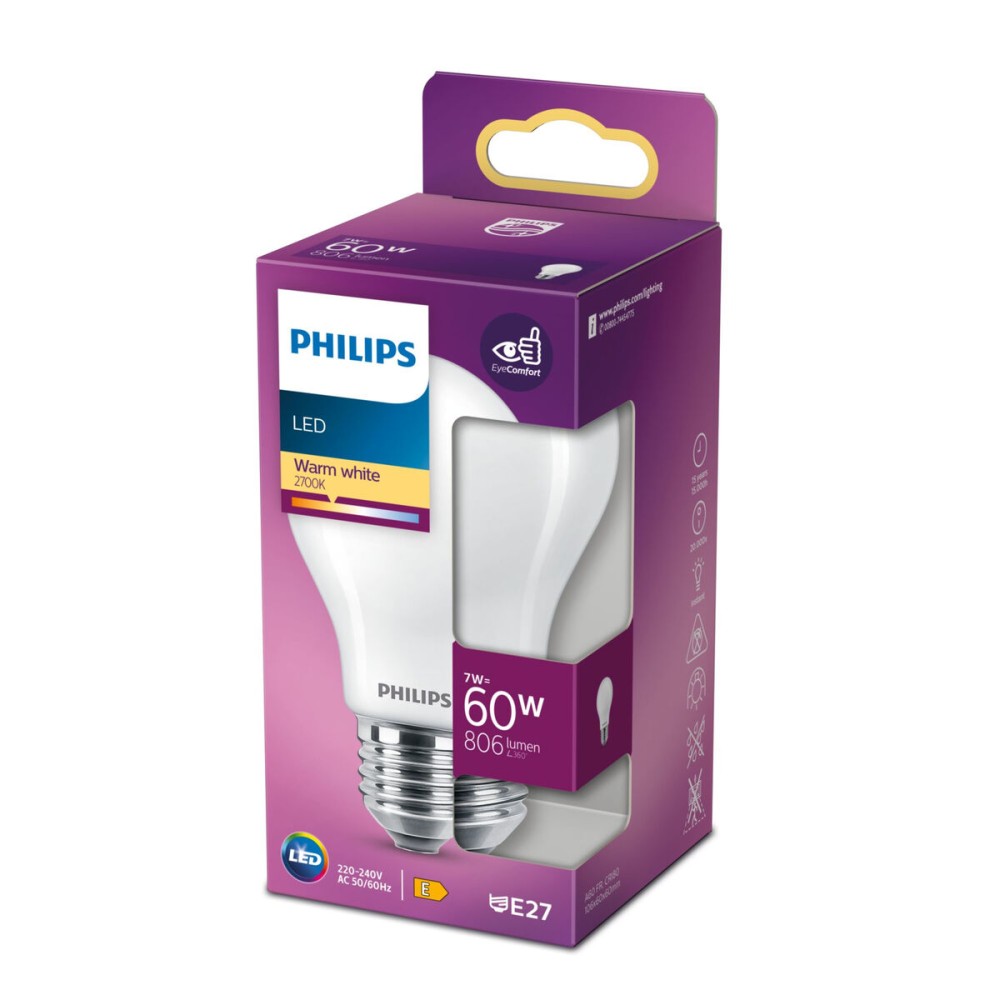 LED-Lampe Philips Equivalent E27 60 W E (2700 K)