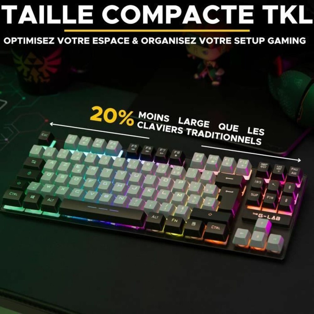Tastatur The G-Lab KEYZ CAESIUM Schwarz Grau Azerty Französisch