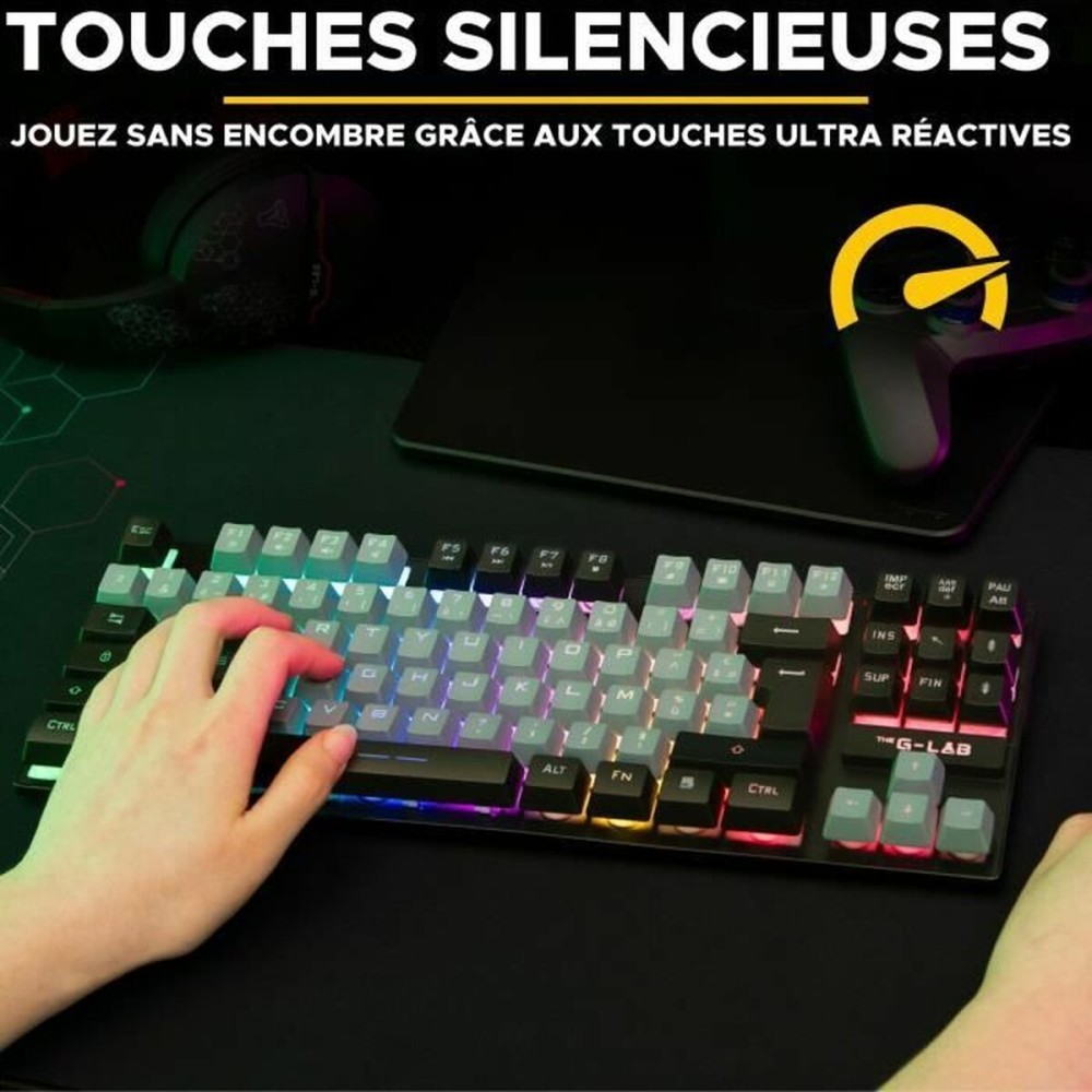 Tastatur The G-Lab KEYZ CAESIUM Schwarz Grau Azerty Französisch