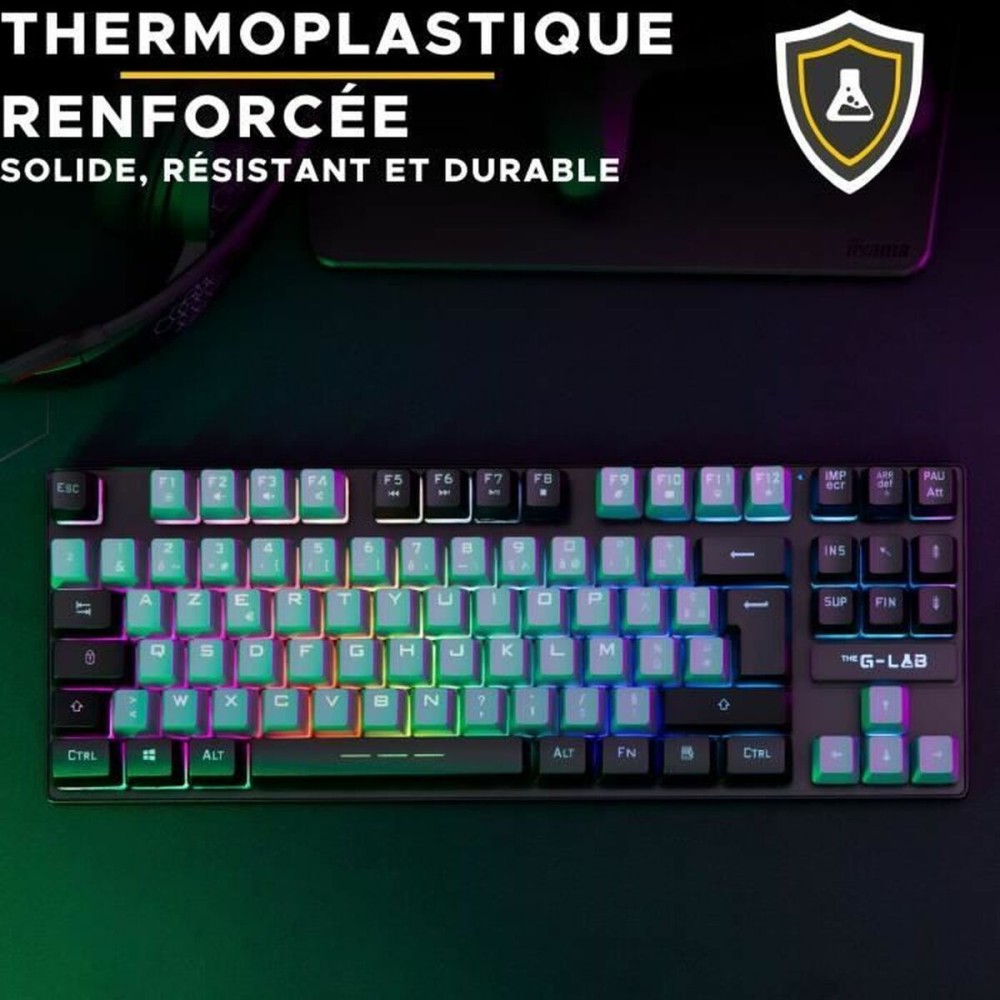 Tastatur The G-Lab KEYZ CAESIUM Schwarz Grau Azerty Französisch
