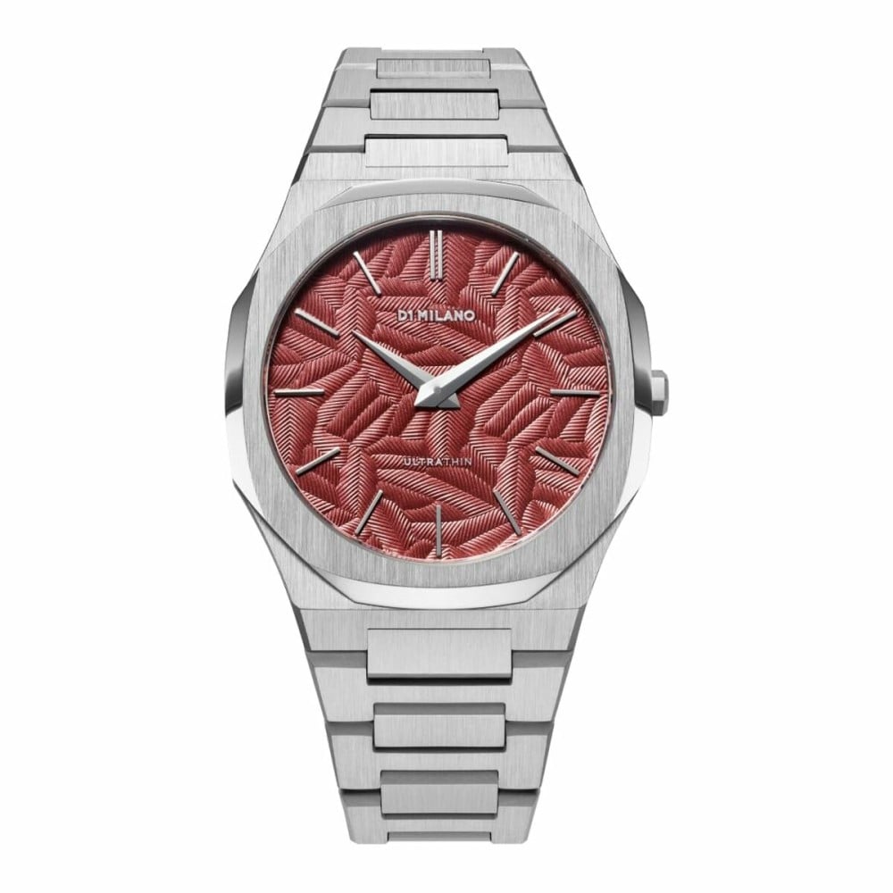 Herrenuhr D1 Milano ULTRA THIN BARN RED Schwarz Silberfarben (Ø 40 mm)