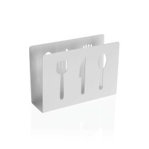 Napkin holder Versa White Metal Ceramic Steel Iron 4,5 x 10 x 15 cm Pieces of Cutlery