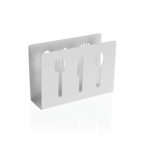 Napkin holder Versa White Metal Ceramic Steel Iron 4,5 x 10 x 15 cm Pieces of Cutlery