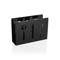 Napkin holder Versa Black Metal Ceramic Steel Iron 4,5 x 10 x 15 cm Pieces of Cutlery